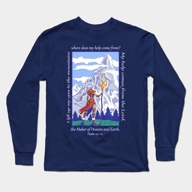 I Lift My Eyes to the Mountains Long Sleeve T-Shirt by Amberchrome